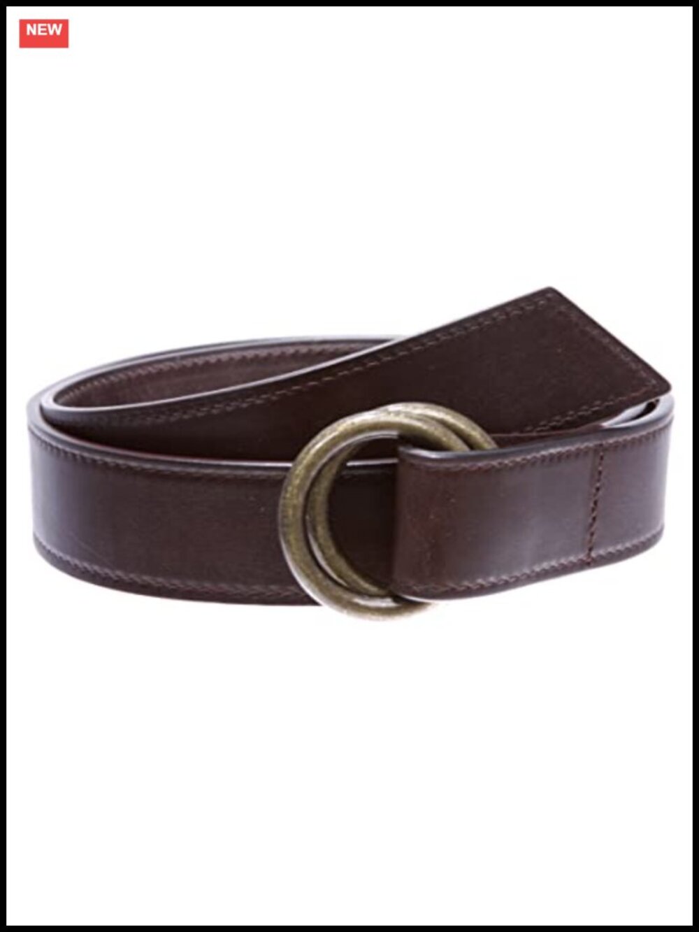Beltiscool 1 1/4" Round Double Circle Ring Buckle 100% Solid Leather Belt